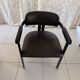 Set of 2 black leather and metal armchairs
