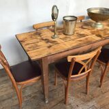 Large farm table bistro in fir early 20th century patina old grunge indus loft