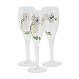 Lot de 3 flûtes en verre avec fleurs