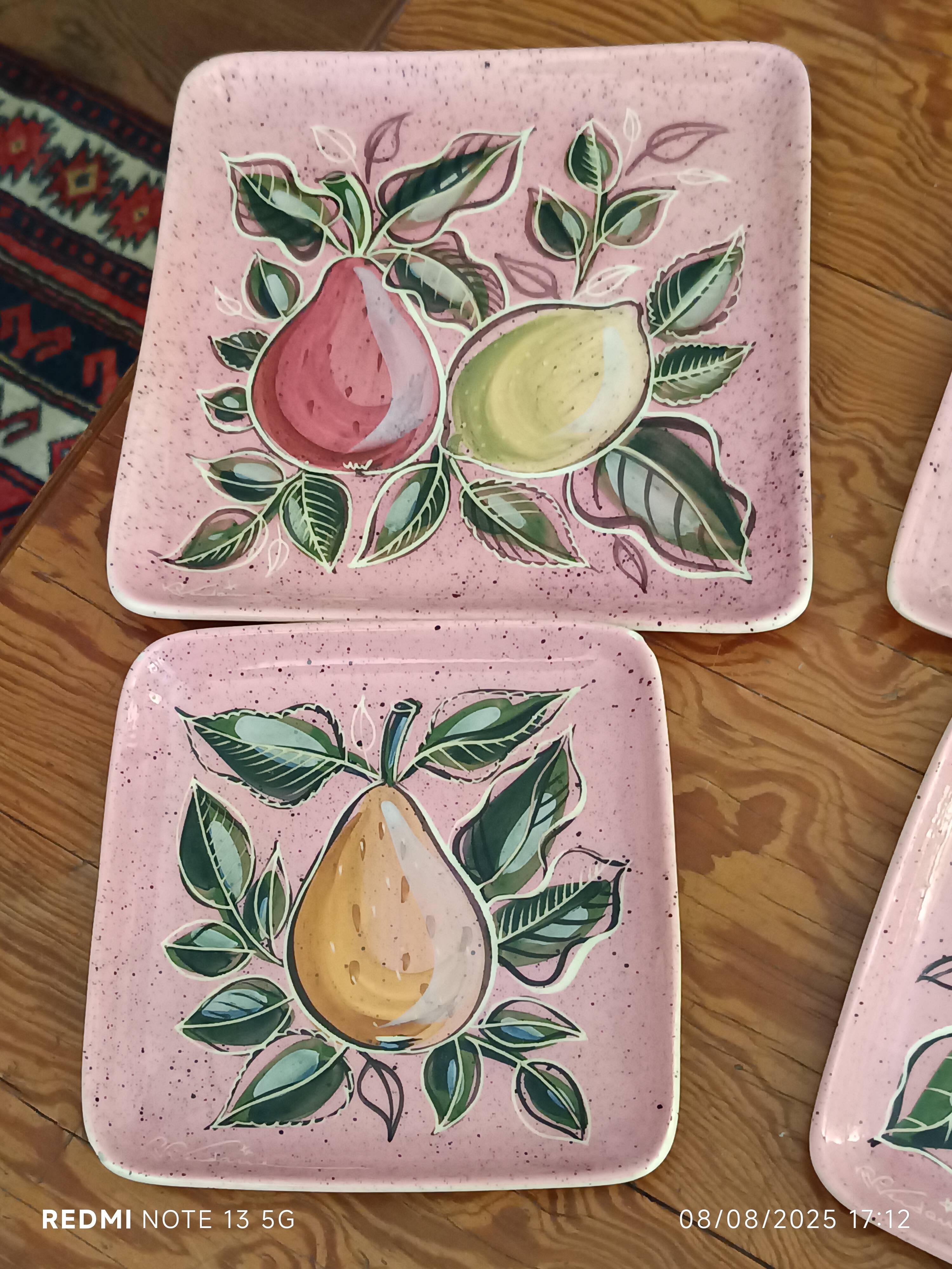 Set of 10 vintage enameled earthenware plates Renouveau Cagnes sur Mer