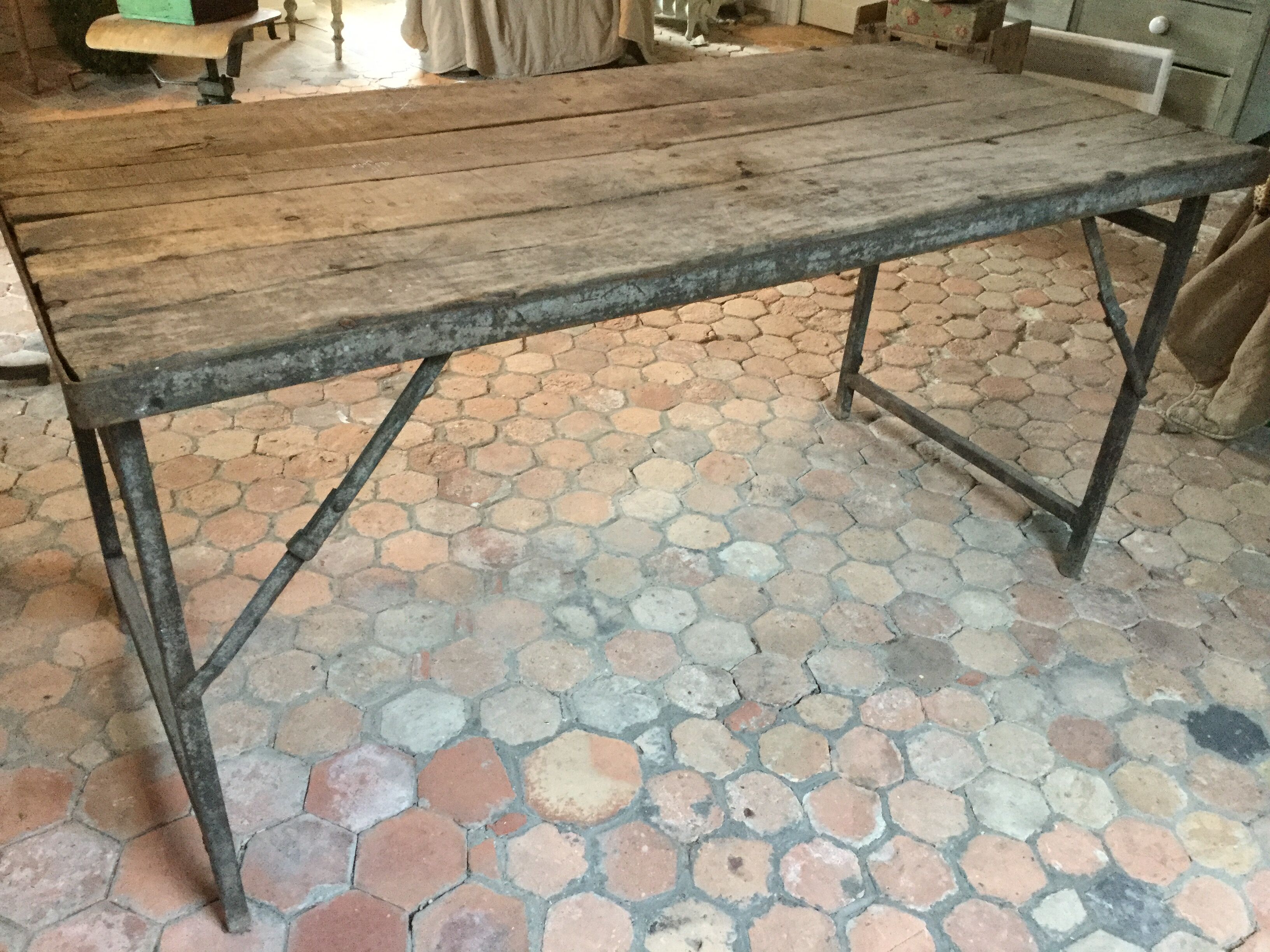 Iron and old wood table
