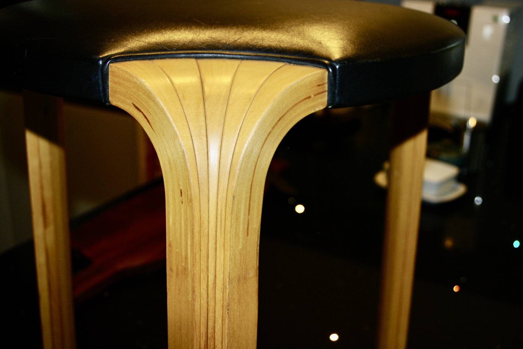 VINTAGE BIRCH AND LEATHER STOOL BY ALVAR AALTO FOR ARTEK