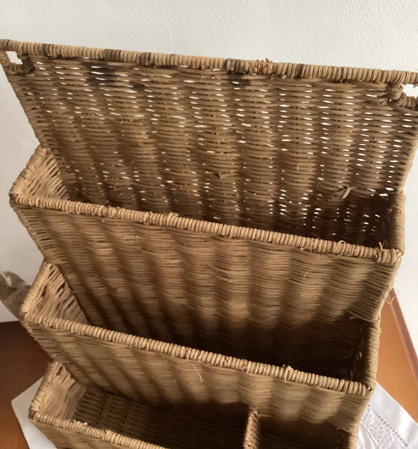 Vintage rattan mail holder