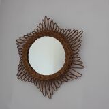Old rattan star witch mirror vintage design 50s 60s