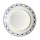 Round dish St Amand in enamelled iron earth white, blue and green