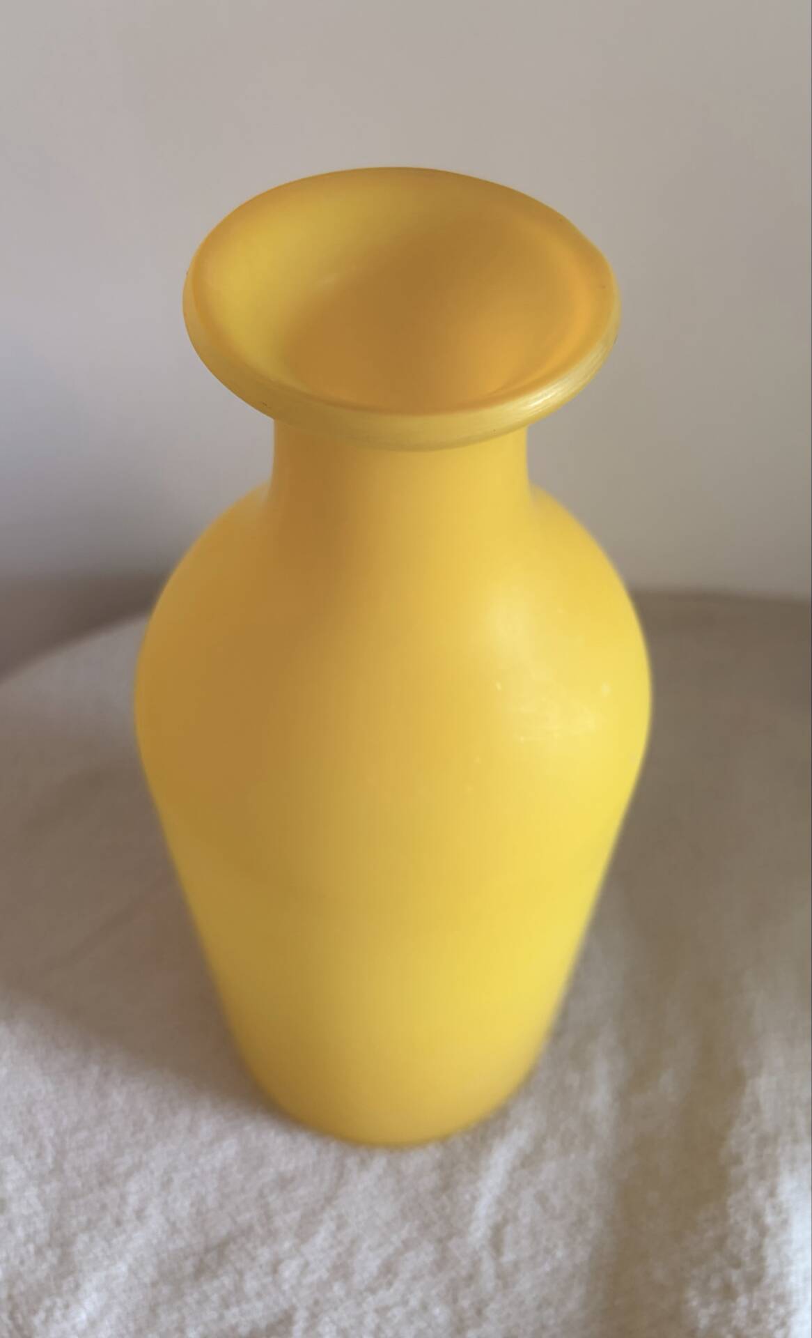 Vintage Hand-Blown Yellow Frosted Satin Glass Apothecary Vase - 1970s