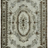 Handmade Distressed Turkish 1980s 207 cm x 304 cm Grey Rug