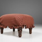 Small Art Deco Footstool with Original Upholstery, France, 1940s