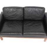 Scandinavian 2-seater leather sofa, Sweden, 1950