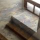 Table basse miroir fumé marbré vintage 1970s