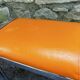 Pair of chrome and faux orange vintage stools "70"