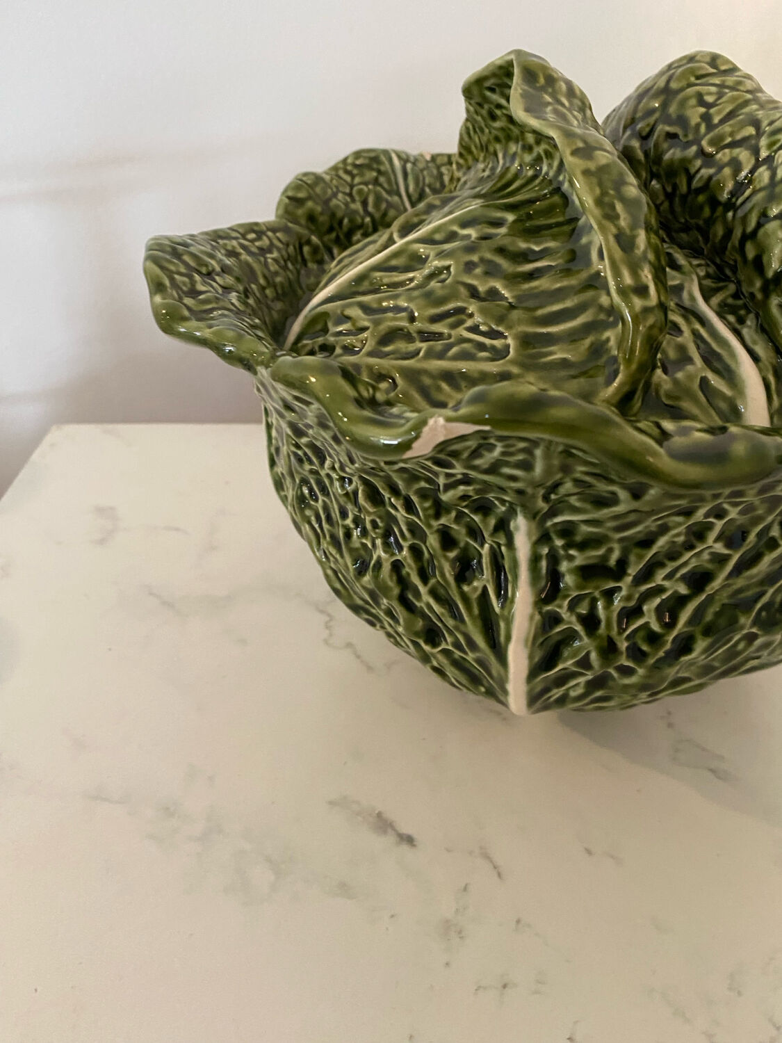 Vintage cabbage barbotine soup tureen
