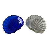 2 glass shell butter dishes.