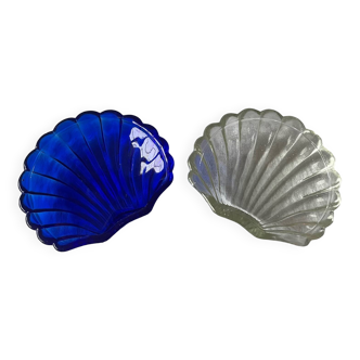 2 beurriers coquille en verre.