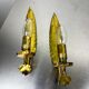 Pair of Spanish foliage wall sconces, leaf arms & bud shades, gilt iron, 1970s