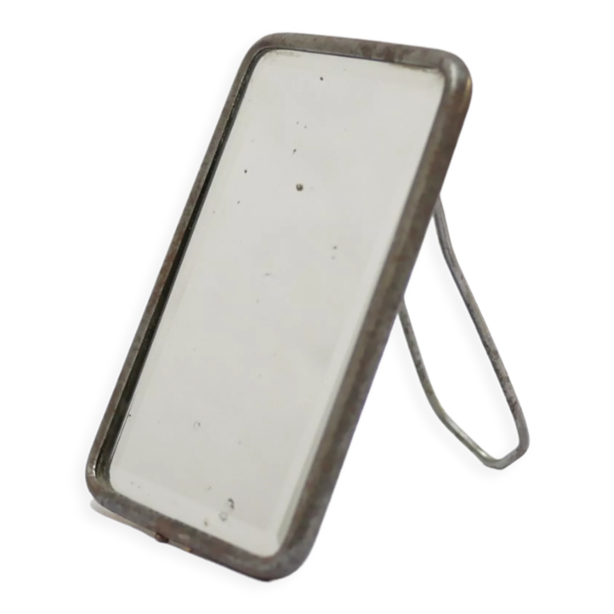 Vintage beveled barber mirror to pose or hang 15cm x 10cm