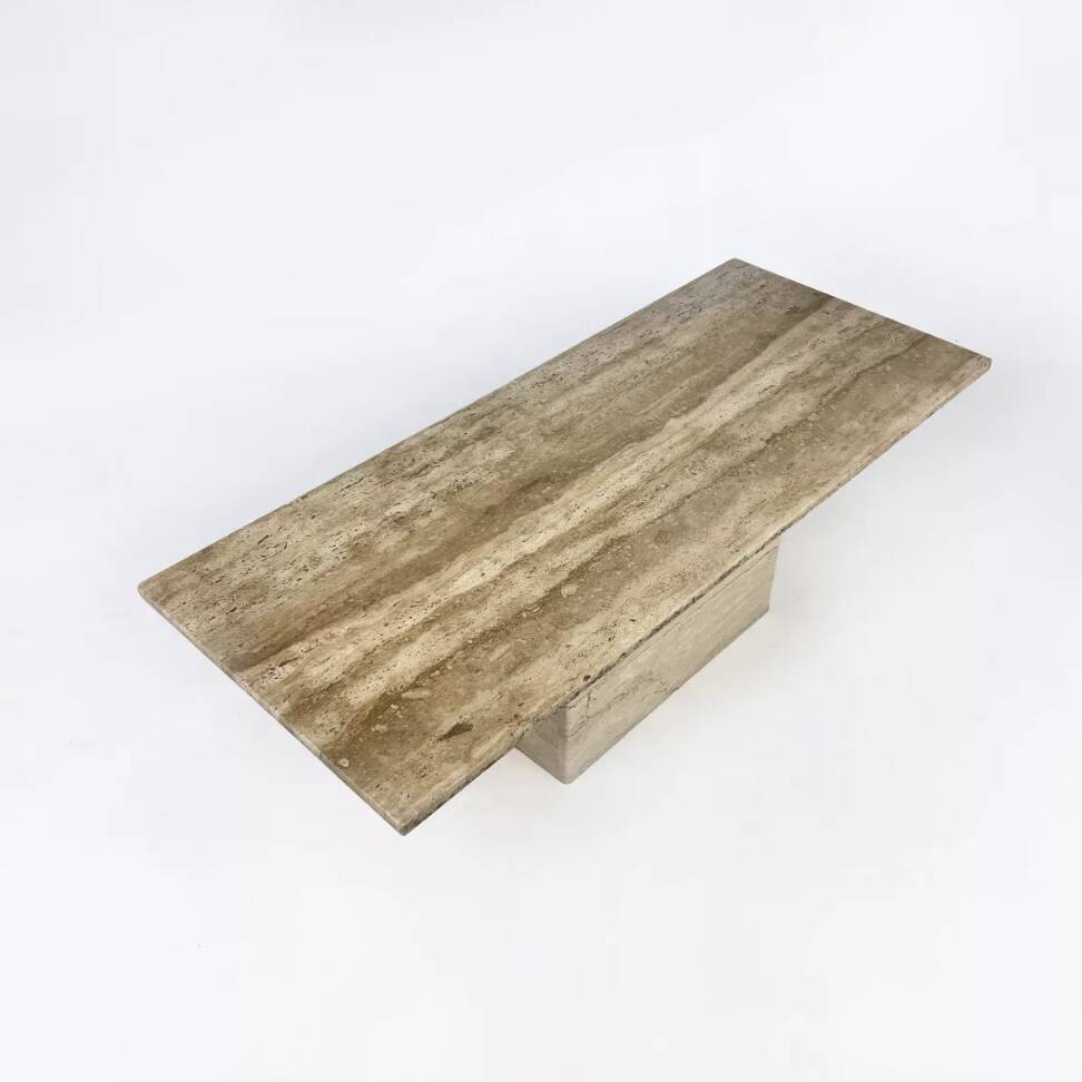 Vintage Travertine Coffee Table, Italy, 1970s