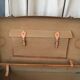 Vintage suitcase in indoor leather light khaki fabric