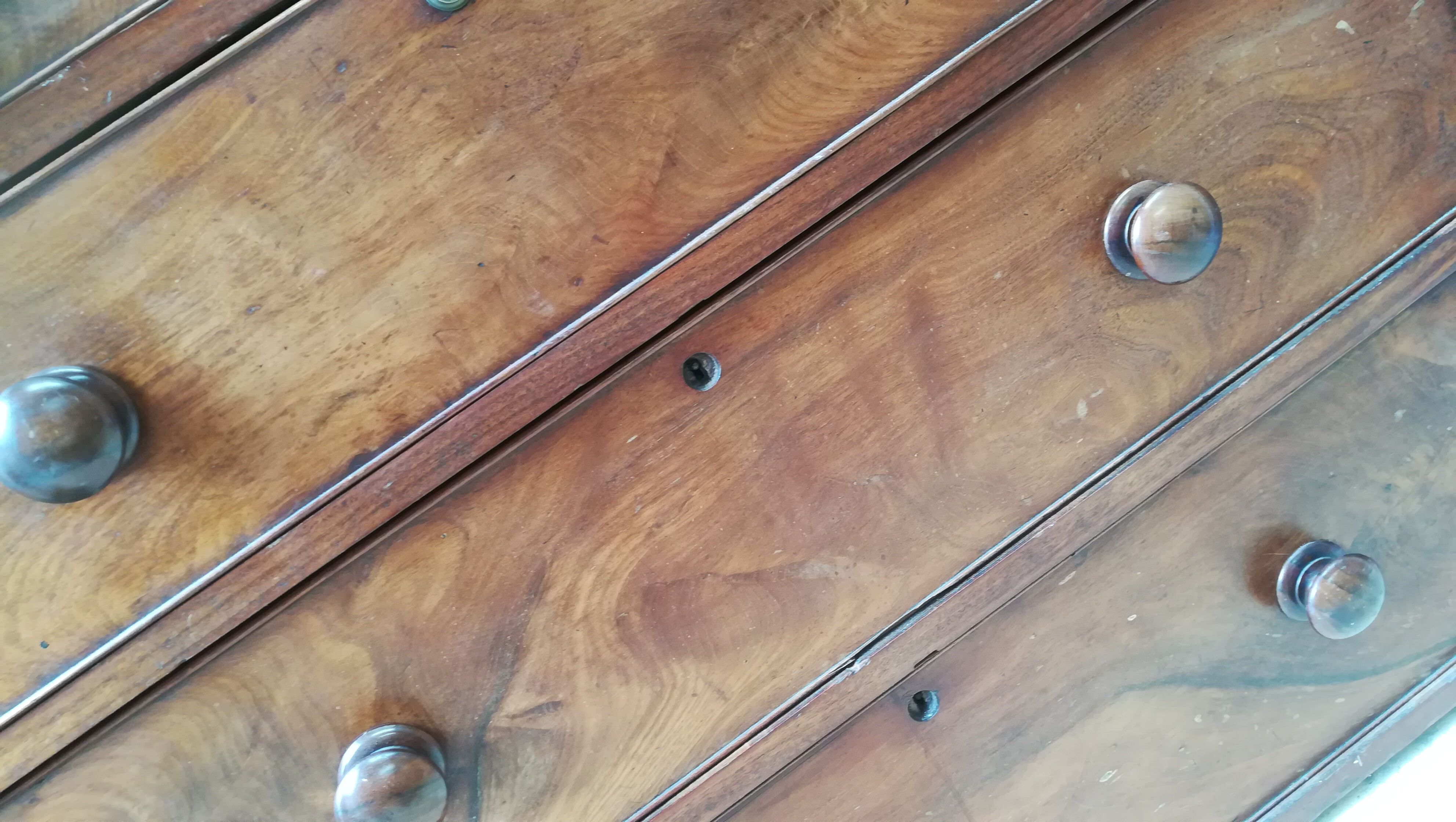 English chest of gold mahogany veneer