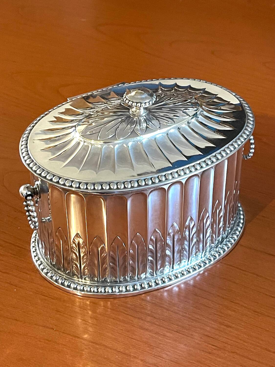 Christofle Gallia, large biscuit tin, early 20th century