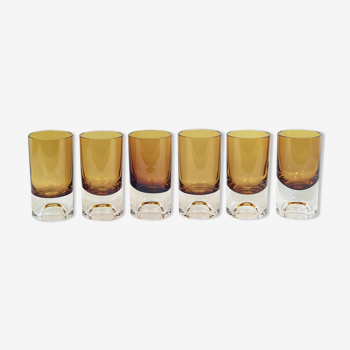 6 verres tube vintage 70 verre ambré verres à shot