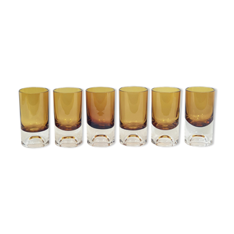 6 vintage tube glasses 70 amber glasses shot glasses