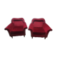 Pair of vintage red velvet armchairs