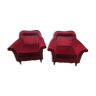 Pair of vintage red velvet armchairs