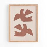 Illustration Birds 30x40 painting signed Eawy