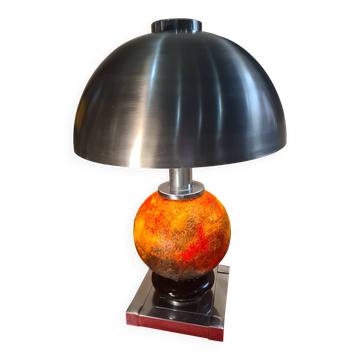 Lumica lamp 1970 Willi Rizzo design deluxe ceramic lava, aluminium, 62x41.