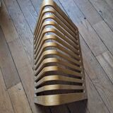 Vintage magazine holder in thermoformed wood 60s