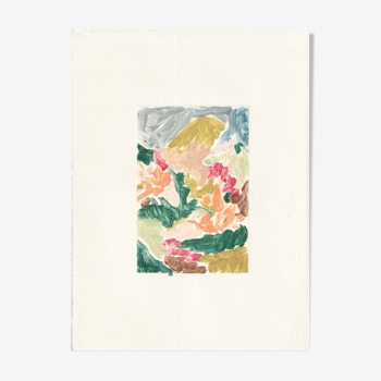 Paysage monoprint en fleurs
