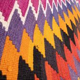 Vintage Oriental Diamond Pattern Large Floor Turkish Kilim Rug 6' X 11'2"