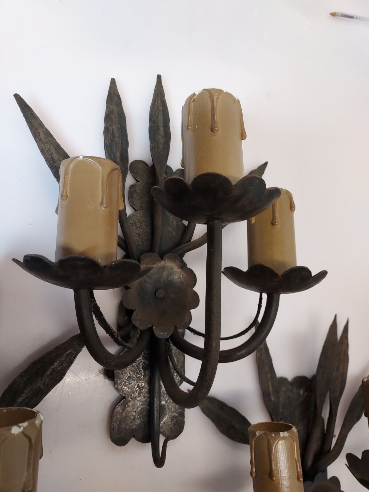 4 wrought iron sconces