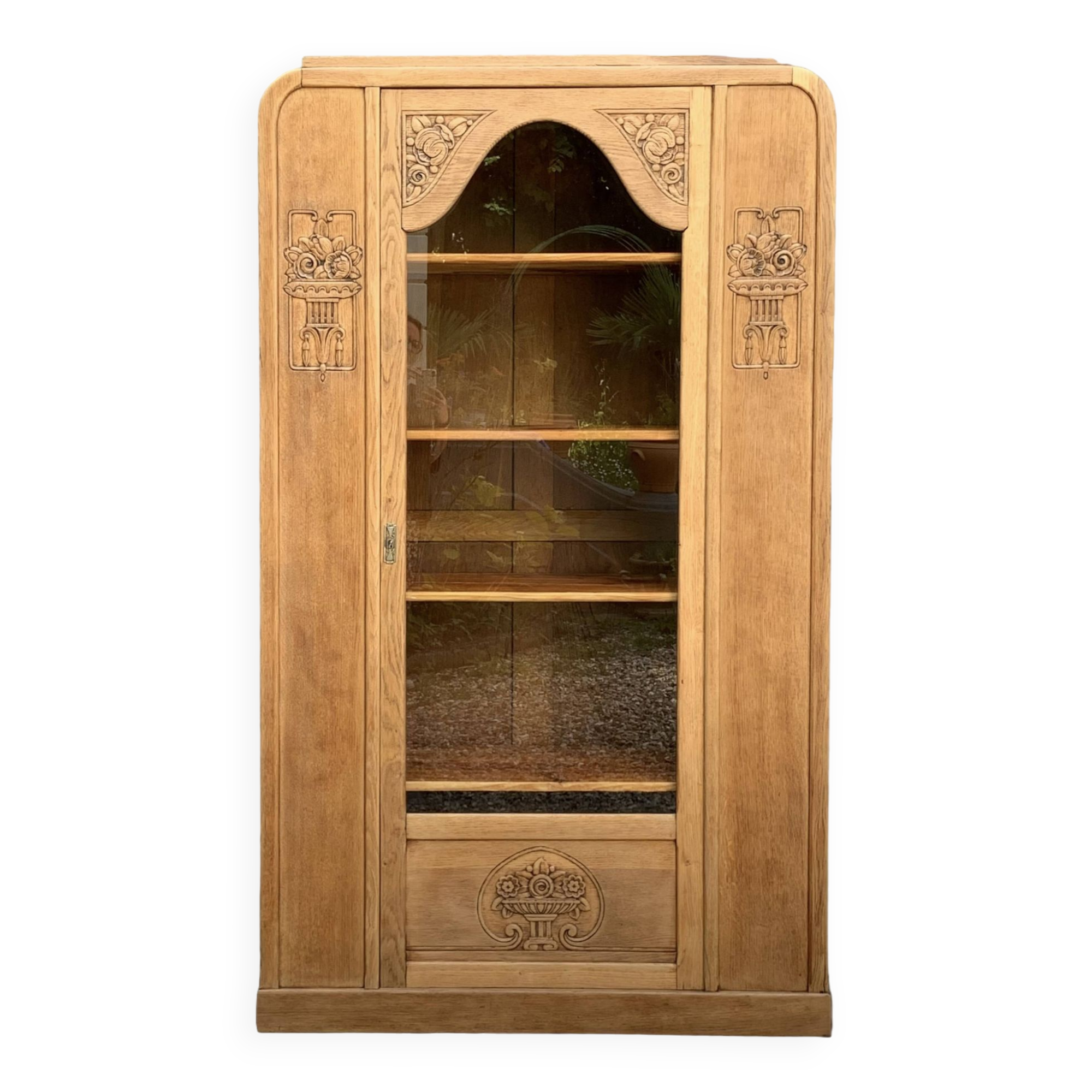 Armoire parisienne vitrée art déco bois brut 1930