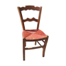 Chaise en bois chêne, empaillée et repeinte