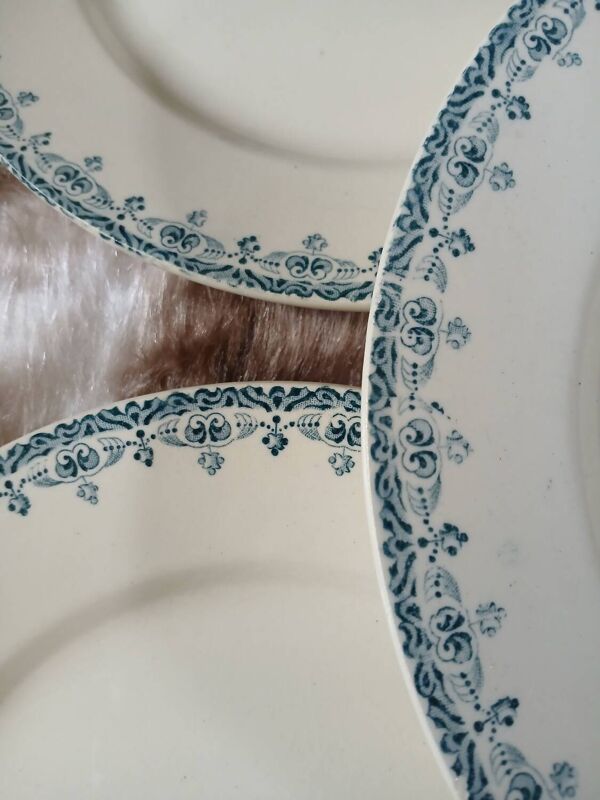 6 assiettes plates anciennes en Terre de fer Hb& Cie