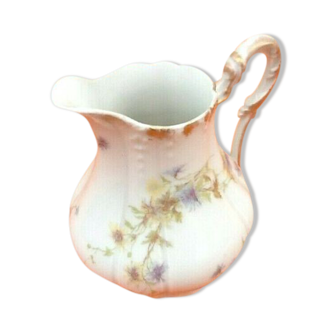 1890s Pichet / Polychrome milk pot with floral decoration Porcelaine de Limoges (France)