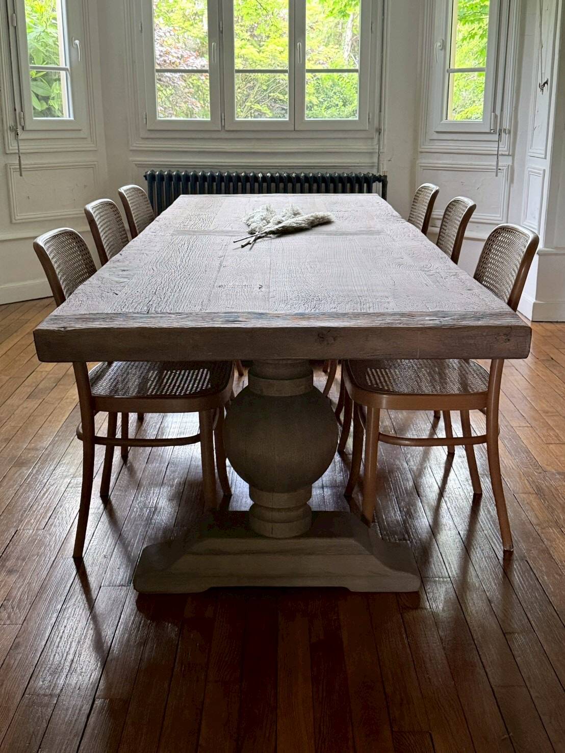 Monastery table - sun - in solid old oak - length 375 cm