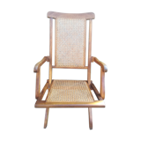 Folding beech cane armchair