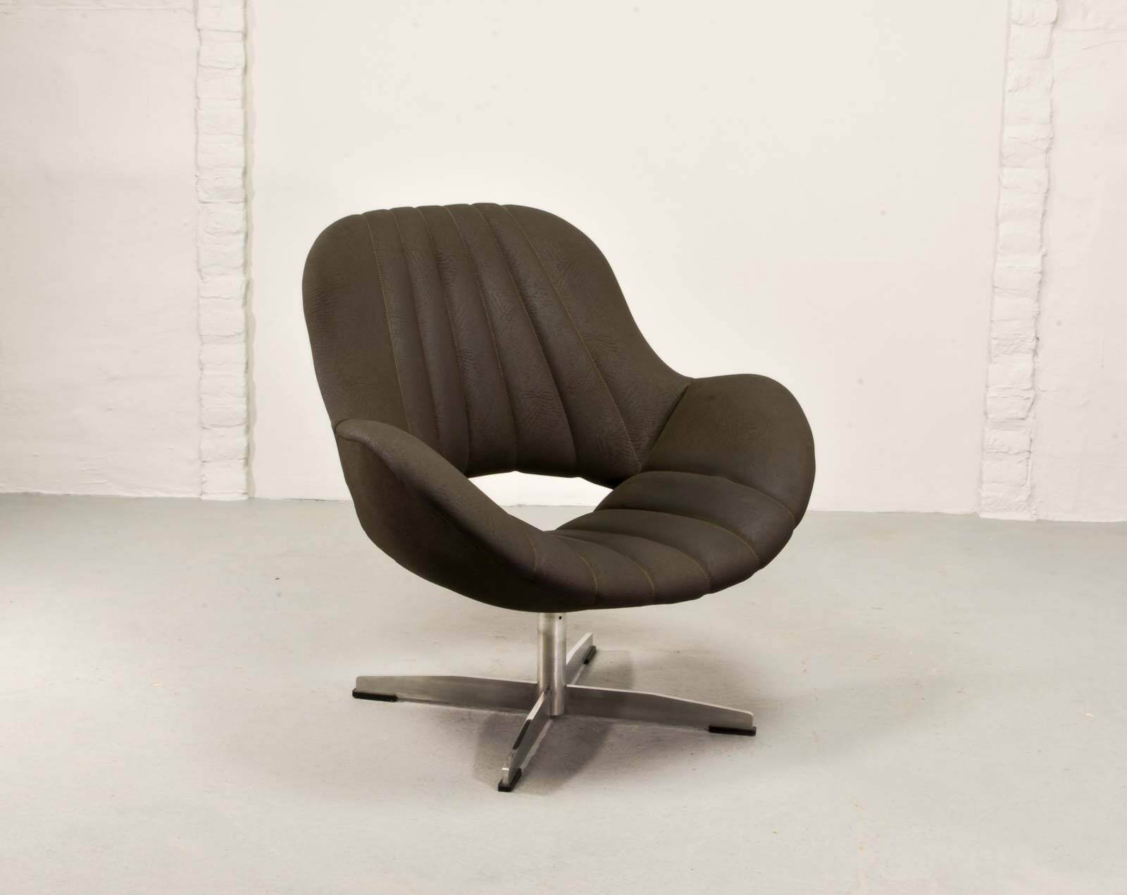 Rohé Chocolate Brown Leatherette Vintage Design Lounge Chair, 1960s