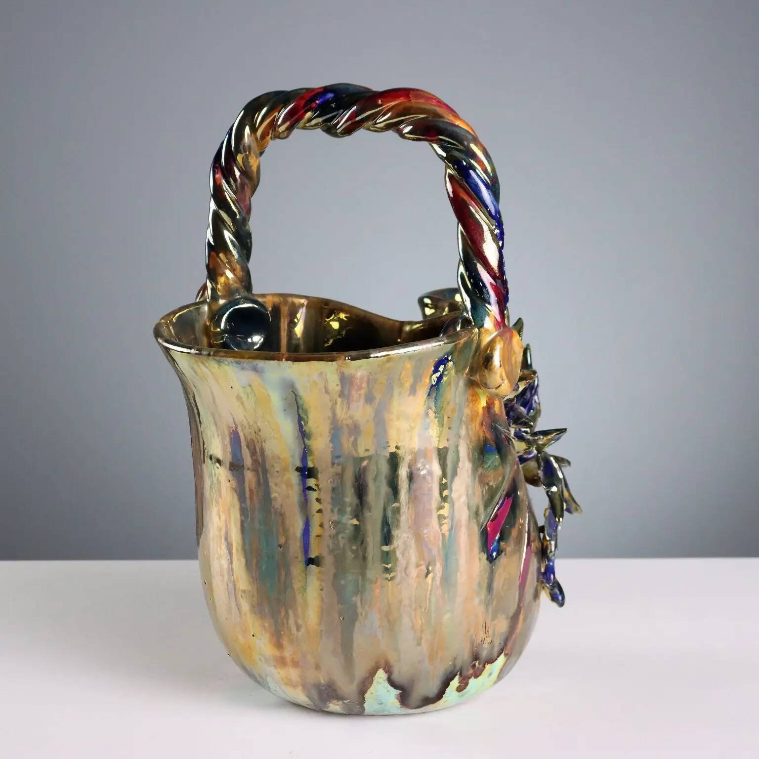 Antique ceramic vase by Giuseppe Mazzotti, Albisola, Italy, 1930s-1940s.