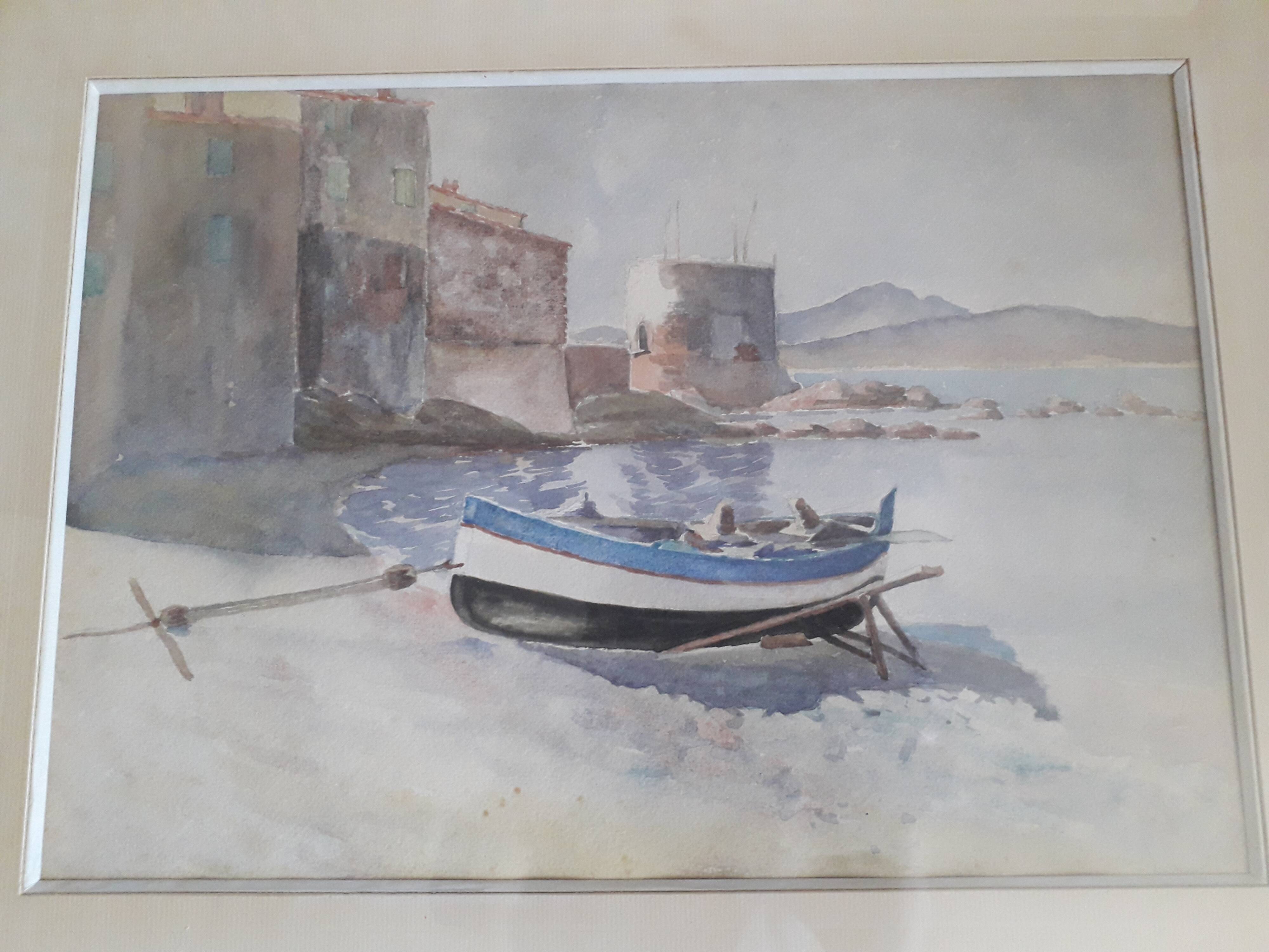 Ancient painting depicting a seascape