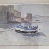 Ancient painting depicting a seascape