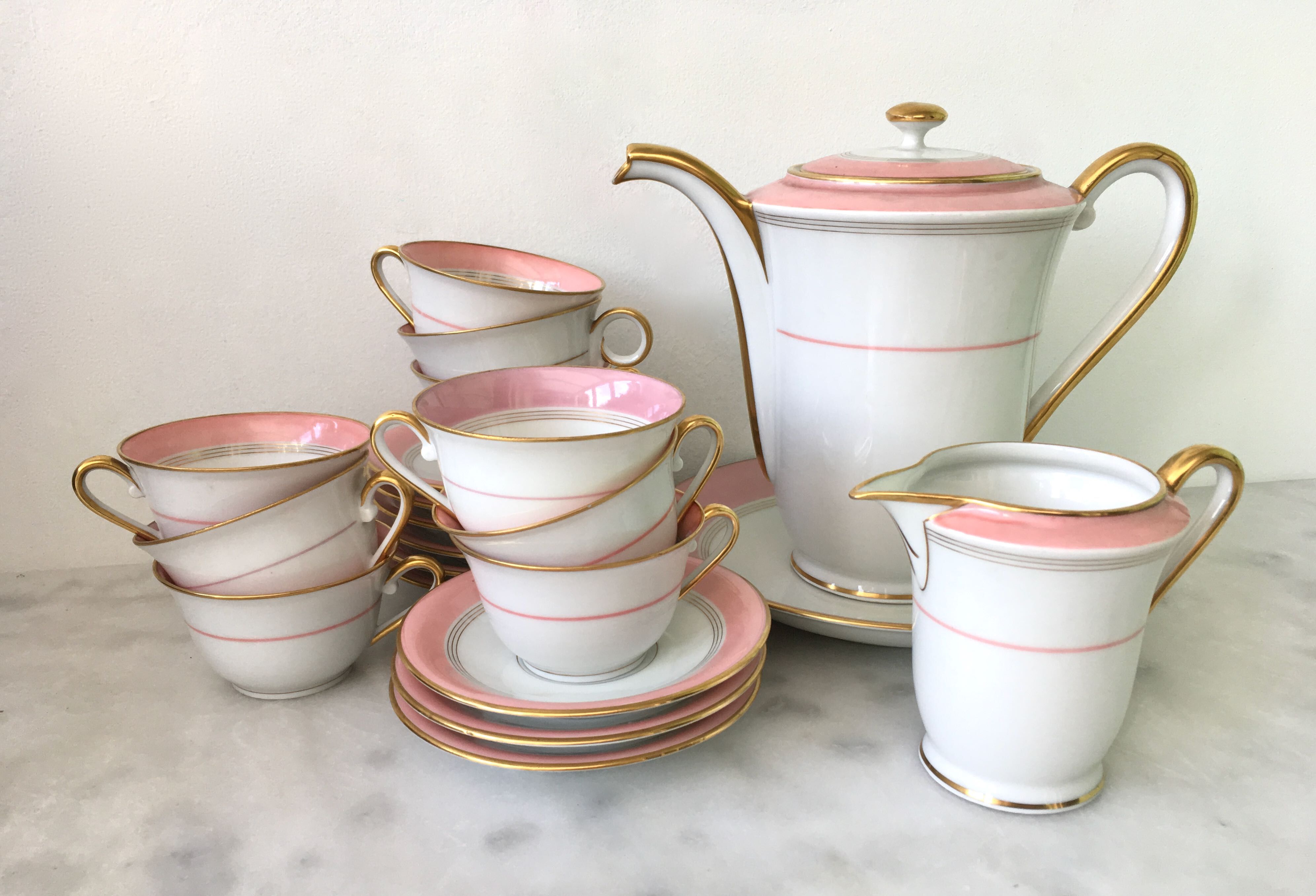 Coffee service x 8 porcelain from Vierzon