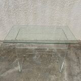 Desk glass top and vintage plexiglass foot