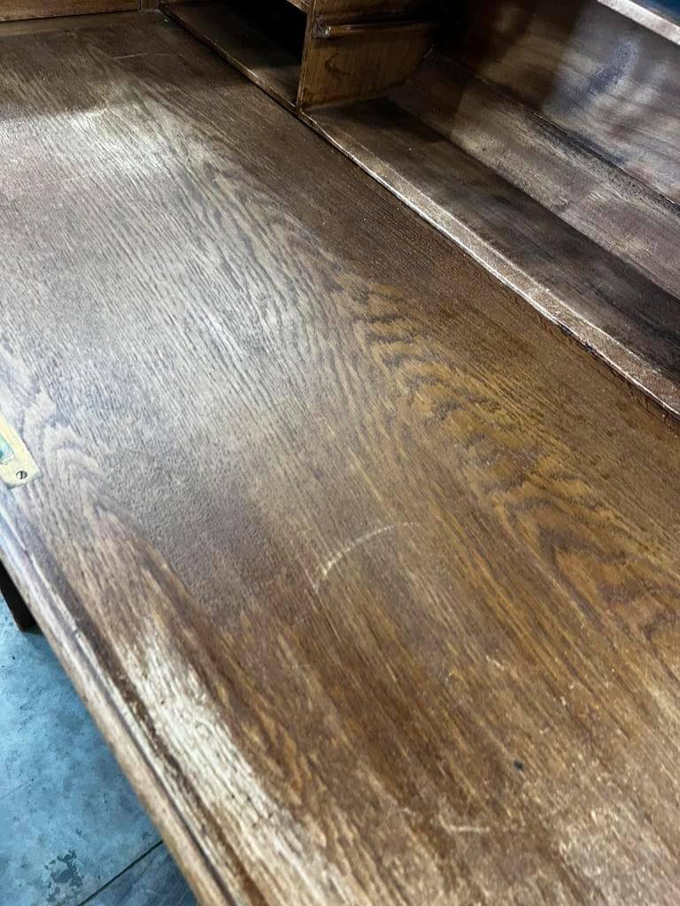 Vintage American wooden desk / desk with roll-up door