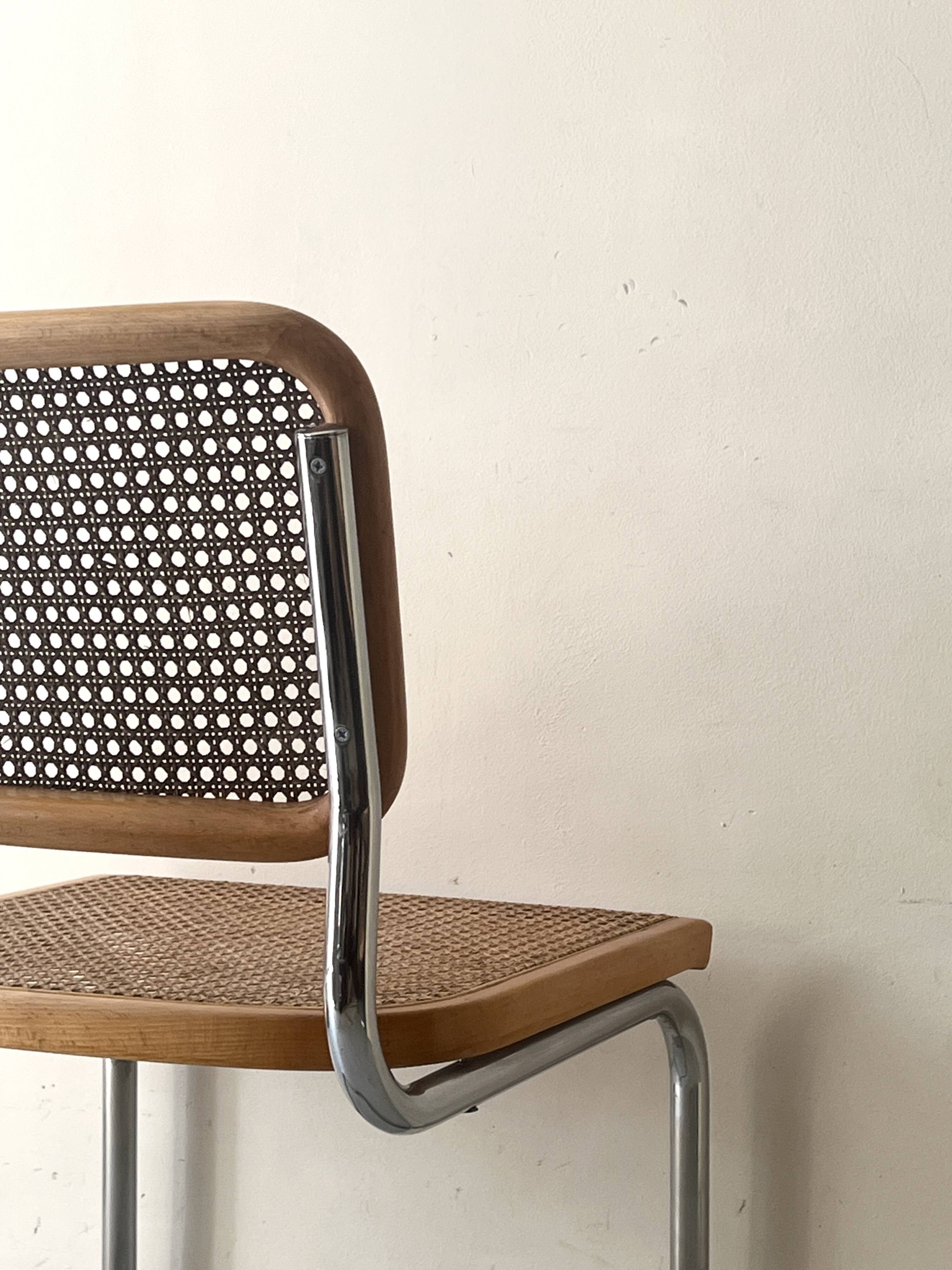 Cesca chair by Marcel Breuer in chrome and wood, 1970
