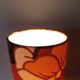 vintage turned wood lamp, floral lampshade in seventies style