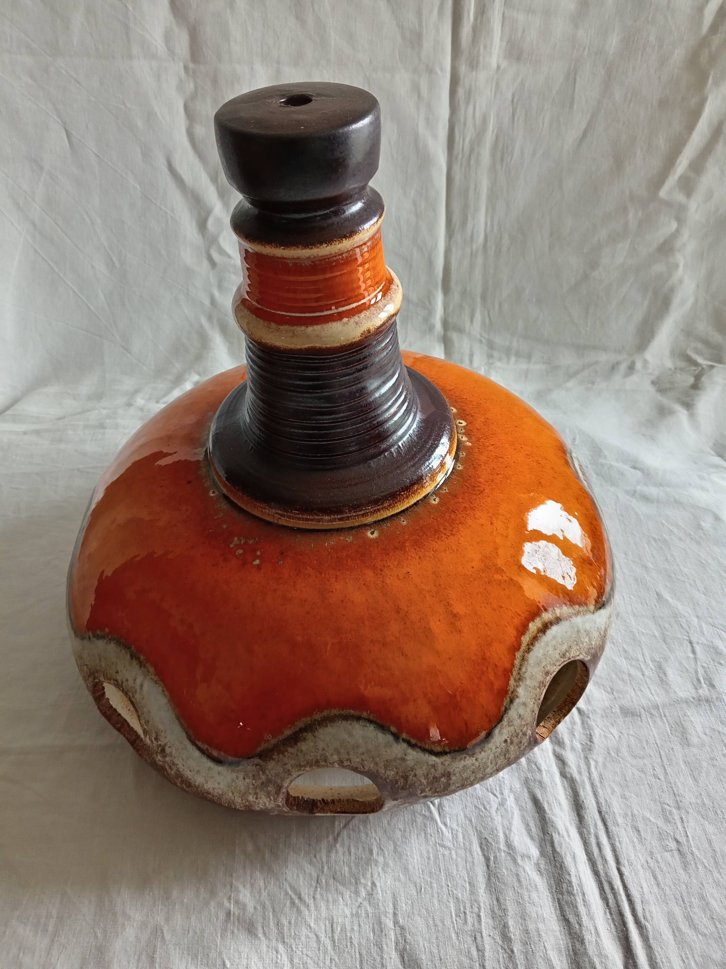 Vallauris style terracotta pendant light, 1970s